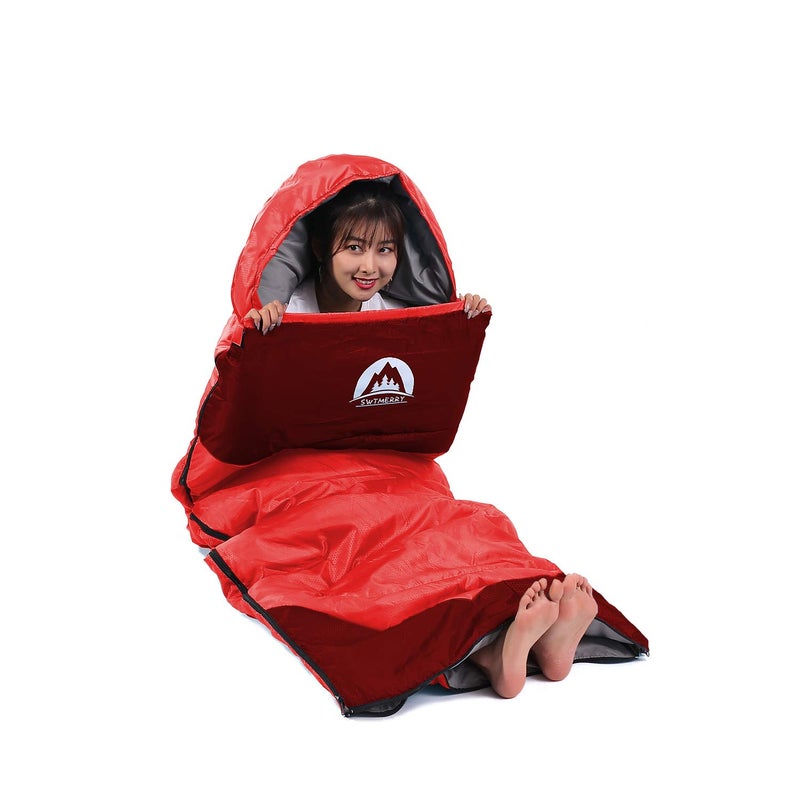 SWTMERRY Sleeping Bag 3 Seasons (Summer, Spring, Fall) Warm & Cool Weather - Lightweight,Waterproof Indoor & Outdoor Use for Kids, Teens & Adults for Camping Hiking, Backpacking and Survival (Red) - Image 3